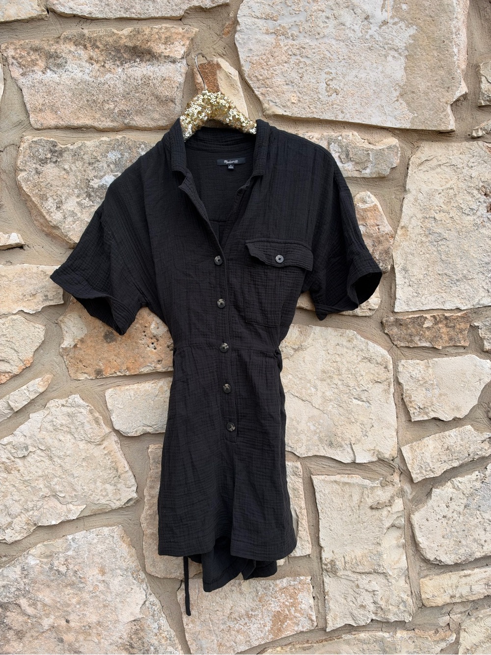 Madewell Lightspun Belted Safari Romper size small